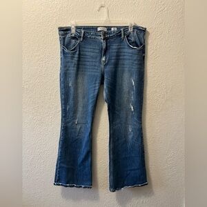 Kancan  mid-Wash Low Rise Flare Jeans